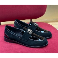 Top Design Chanel Patent Calfskin and Suede Loafers G39606 Black