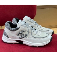 Good Quality Chanel Fabric Sneakers G39597 Gray/White