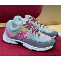 Low Cost Chanel Fabric Sneakers G39597 Gray/Pink