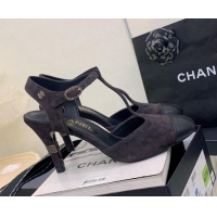 Unique Style Chanel Suede High Heel Pumps Open Shoes 8.5cm G39402 Black