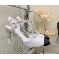 Good Quality Chanel Suede High Heel Pumps Open Shoes 8.5cm G39402 White