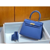 Good Product Hermes Kelly 20cm Shoulder Bags Epsom KL2750 blue&gold