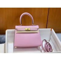 Good Quality Hermes Kelly 20cm Shoulder Bags Epsom KL2750 light pink&gold