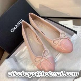 Good Quality Chanel Leather Classic Ballerinas Pink 101336