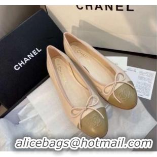 Popular Style Chanel Leather Classic Ballerinas Green/Nude 101337