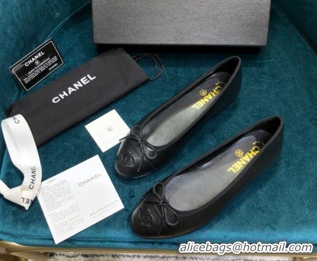 Classic Hot Chanel Lambskin Classic Ballerinas Black 101338