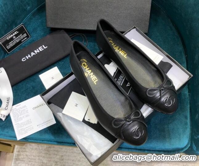 Classic Hot Chanel Lambskin Classic Ballerinas Black 101338