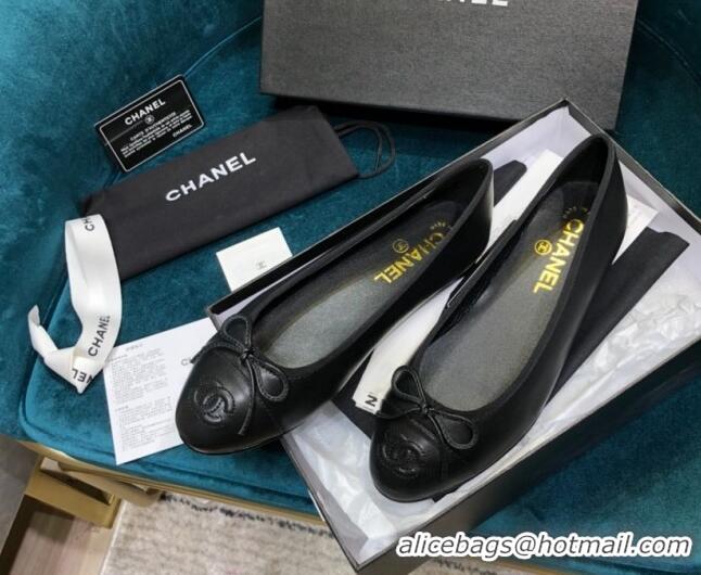 Classic Hot Chanel Lambskin Classic Ballerinas Black 101338