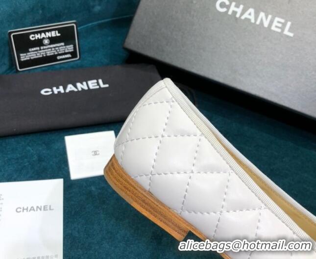 Duplicate Chanel Quilted Lambskin Classic Ballerinas White 101339