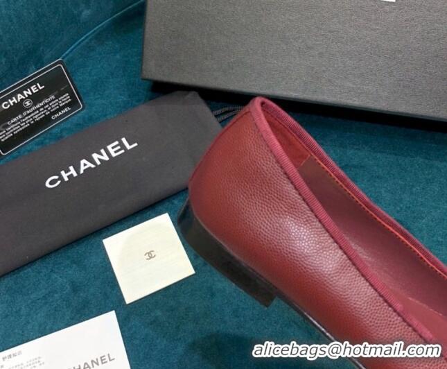 Shop Duplicate Chanel Grained Leather Classic Ballerinas Burgundy 101340