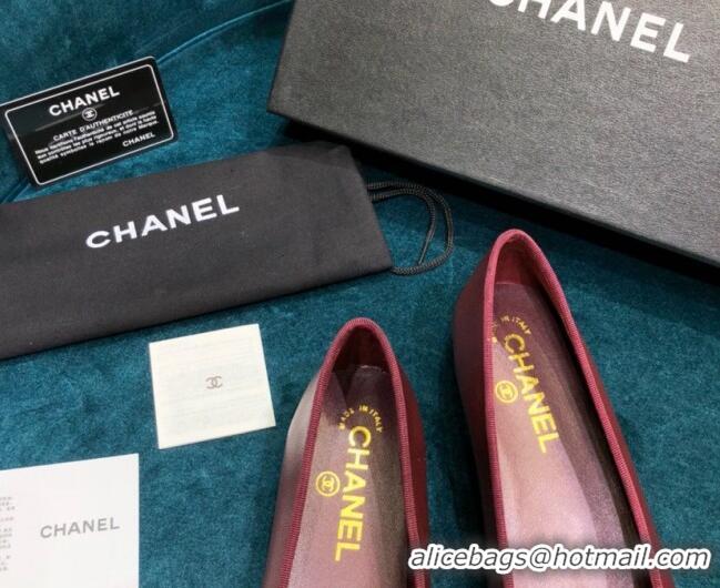 Shop Duplicate Chanel Grained Leather Classic Ballerinas Burgundy 101340