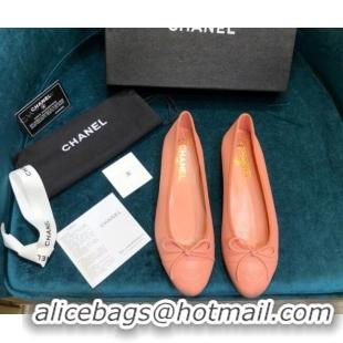 Best Price Chanel Grained Leather Classic Ballerinas Orange 101343