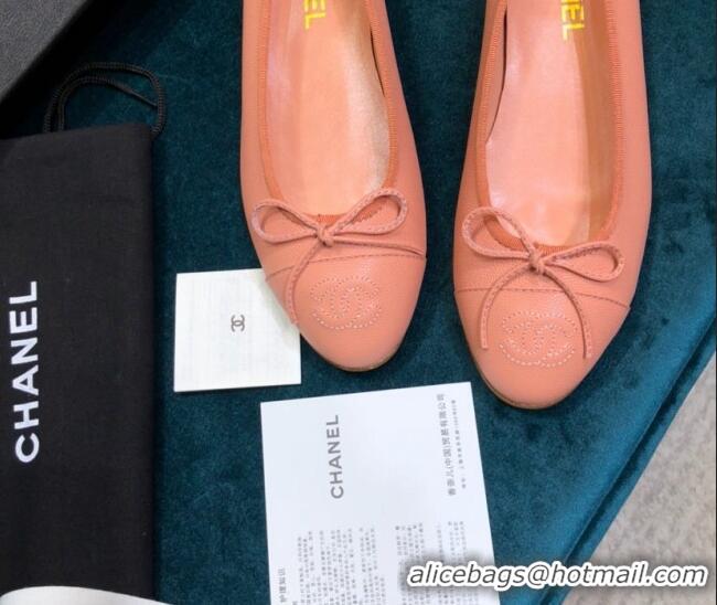 Best Price Chanel Grained Leather Classic Ballerinas Orange 101343