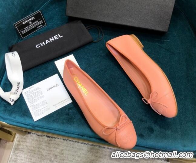 Best Price Chanel Grained Leather Classic Ballerinas Orange 101343