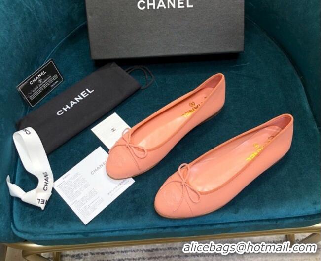 Best Price Chanel Grained Leather Classic Ballerinas Orange 101343