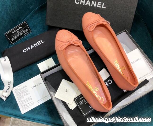 Best Price Chanel Grained Leather Classic Ballerinas Orange 101343