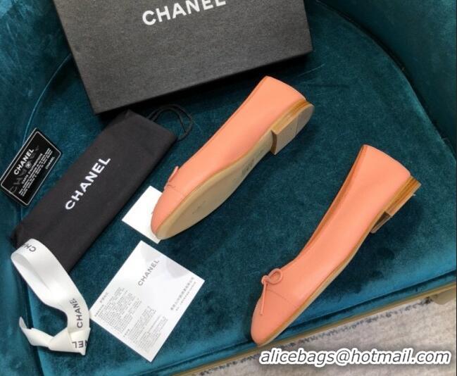 Best Price Chanel Grained Leather Classic Ballerinas Orange 101343