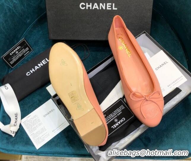 Best Price Chanel Grained Leather Classic Ballerinas Orange 101343