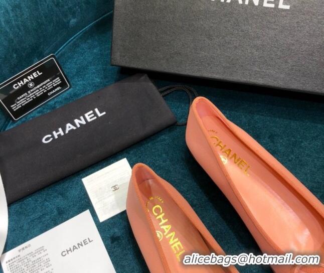 Best Price Chanel Grained Leather Classic Ballerinas Orange 101343