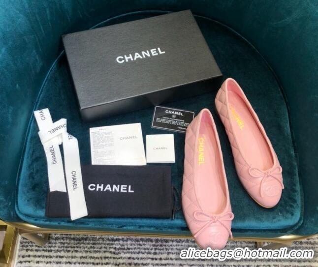 Hot Style Chanel Quilted Lambskin Classic Ballerinas Light Pink 101344