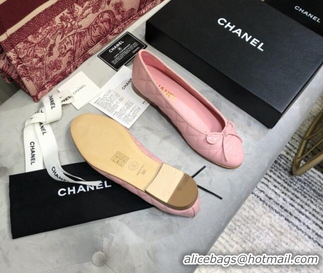 Hot Style Chanel Quilted Lambskin Classic Ballerinas Light Pink 101344