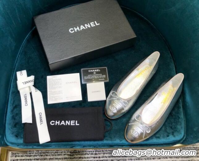 Charming Chanel Calfskin Ballerinas Silver 101345