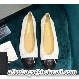 Cheap Price Chanel Lambskin Classic Ballerinas White/Black 101346