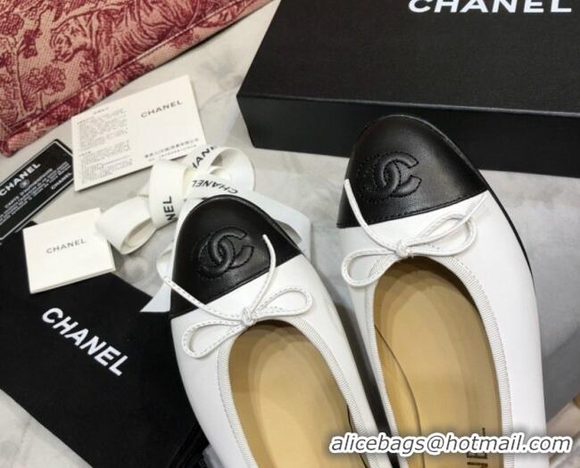 Cheap Price Chanel Lambskin Classic Ballerinas White/Black 101346