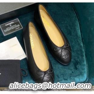 Luxury Chanel Lambskin Classic Ballerinas Black 101348