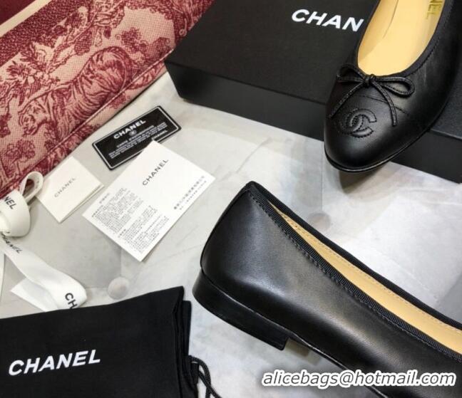 Luxury Chanel Lambskin Classic Ballerinas Black 101348