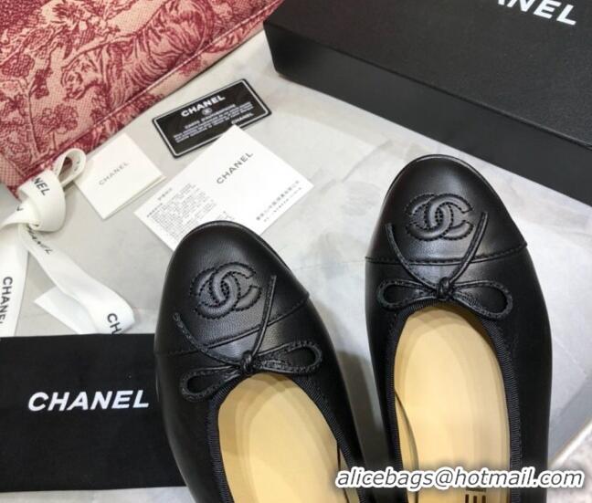 Luxury Chanel Lambskin Classic Ballerinas Black 101348