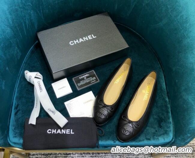 Luxury Chanel Lambskin Classic Ballerinas Black 101348