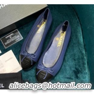 Good Product Chanel Lambskin Classic Ballerinas Blue 101349