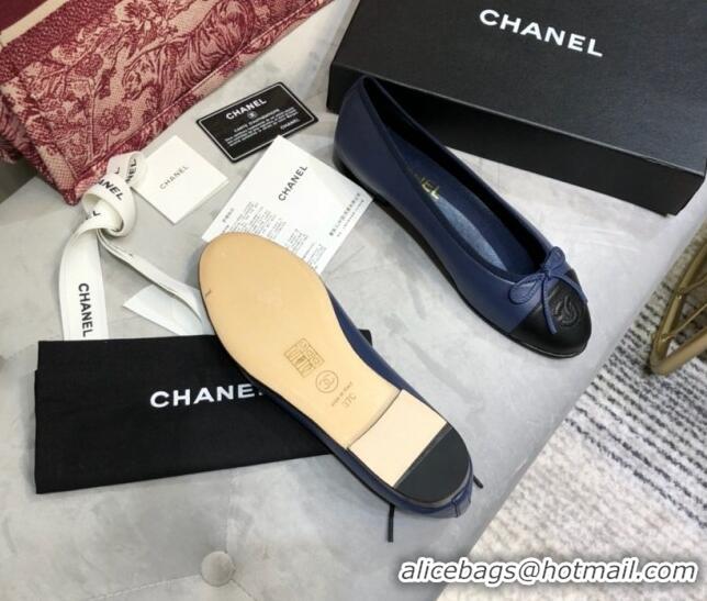 Good Product Chanel Lambskin Classic Ballerinas Blue 101349