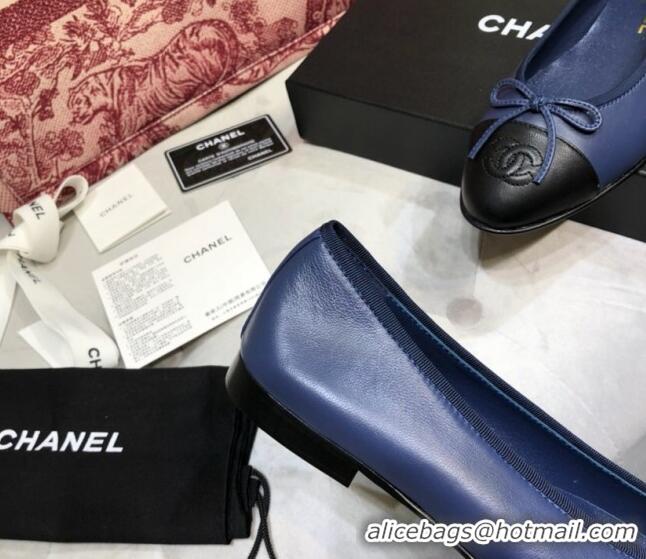 Good Product Chanel Lambskin Classic Ballerinas Blue 101349