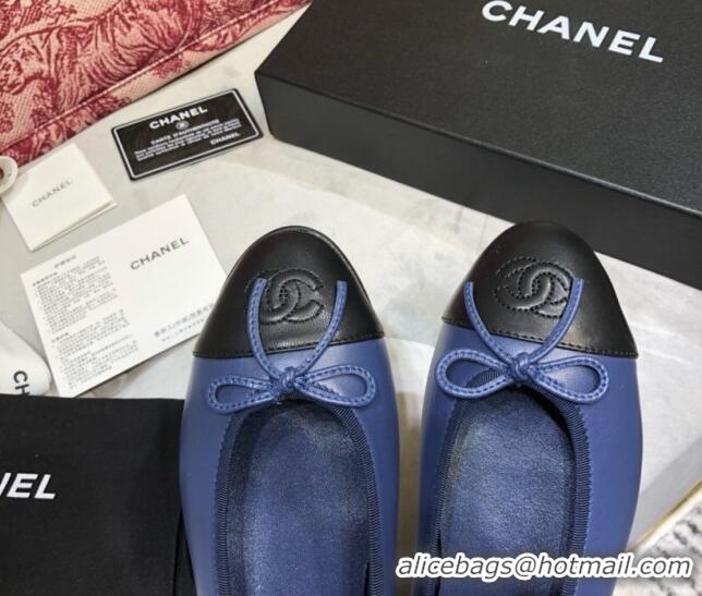 Good Product Chanel Lambskin Classic Ballerinas Blue 101349