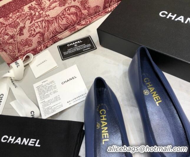 Good Product Chanel Lambskin Classic Ballerinas Blue 101349