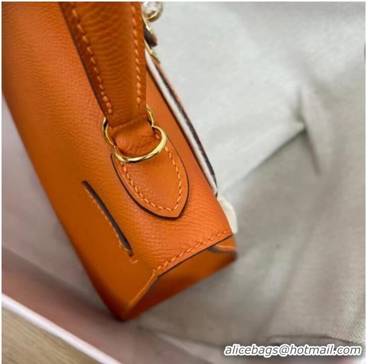 Top Quality Hermes Kelly 25cm Shoulder Bags Epsom KL2755 orange&gold-Tone Metal