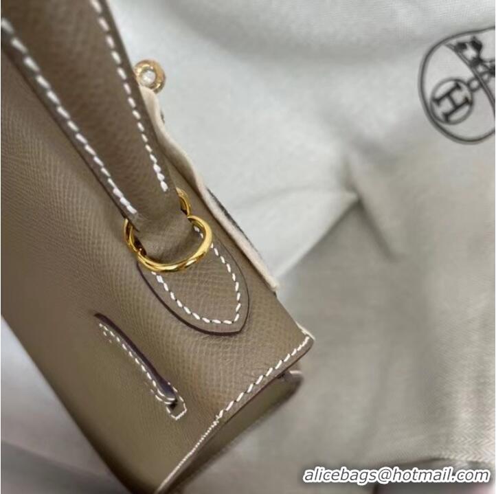 Grade Discount Hermes Kelly 25cm Shoulder Bags Epsom KL2755 Elephant Grey&gold-Tone Metal