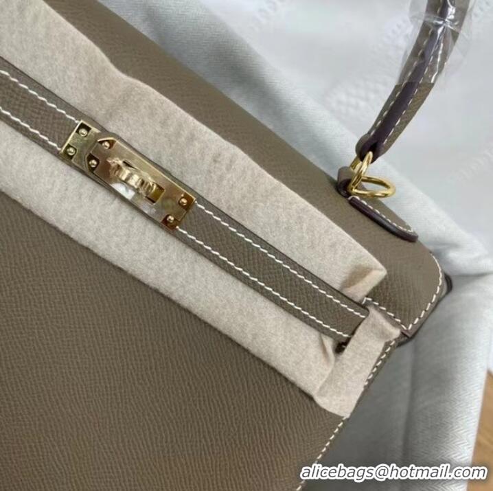 Grade Discount Hermes Kelly 25cm Shoulder Bags Epsom KL2755 Elephant Grey&gold-Tone Metal