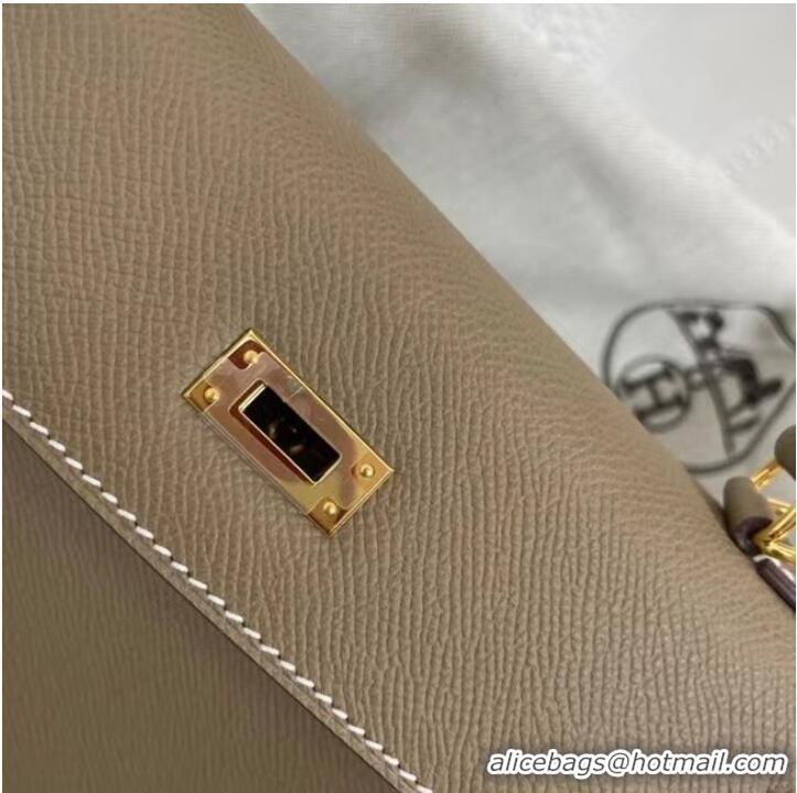 Grade Discount Hermes Kelly 25cm Shoulder Bags Epsom KL2755 Elephant Grey&gold-Tone Metal