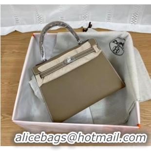 Promotional Hermes Kelly 25cm Shoulder Bags Epsom KL2755 Elephant Grey&silver-Tone Metal