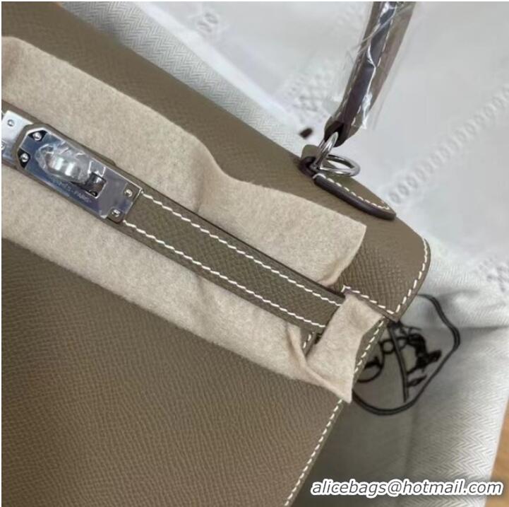 Promotional Hermes Kelly 25cm Shoulder Bags Epsom KL2755 Elephant Grey&silver-Tone Metal