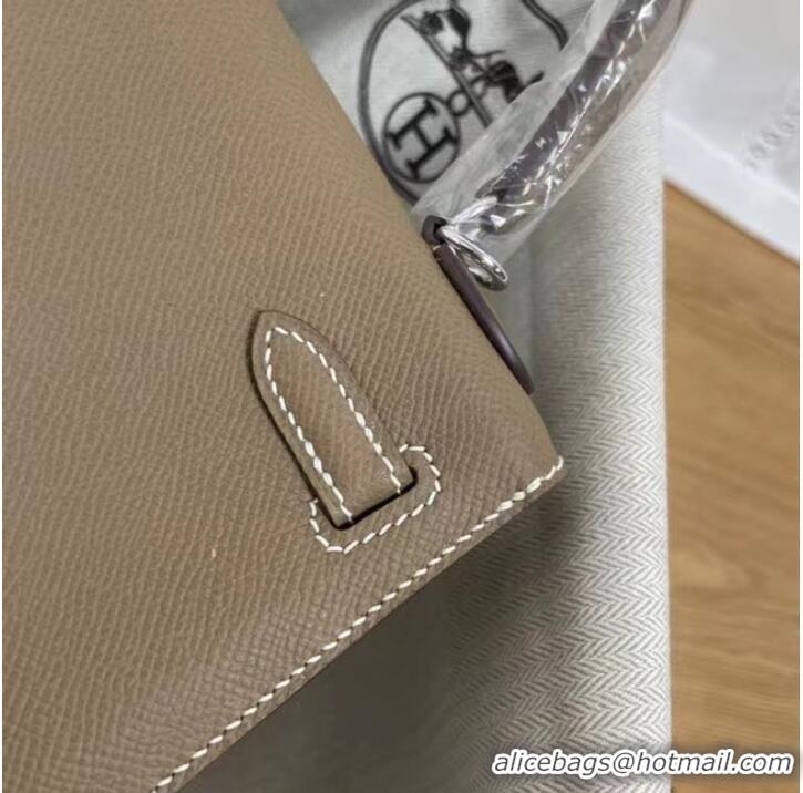 Promotional Hermes Kelly 25cm Shoulder Bags Epsom KL2755 Elephant Grey&silver-Tone Metal