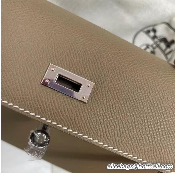 Promotional Hermes Kelly 25cm Shoulder Bags Epsom KL2755 Elephant Grey&silver-Tone Metal