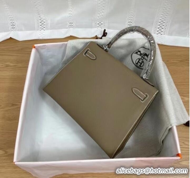 Promotional Hermes Kelly 25cm Shoulder Bags Epsom KL2755 Elephant Grey&silver-Tone Metal