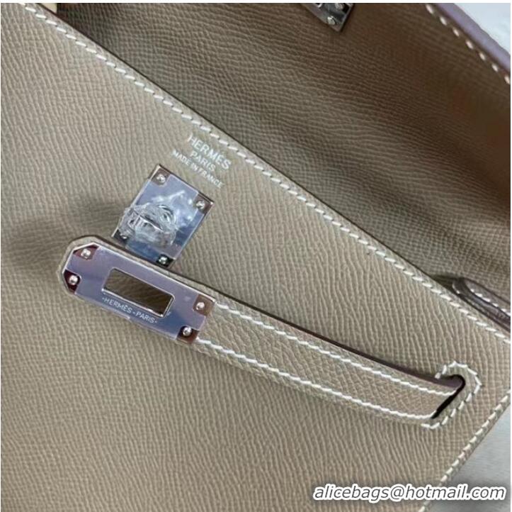 Promotional Hermes Kelly 25cm Shoulder Bags Epsom KL2755 Elephant Grey&silver-Tone Metal