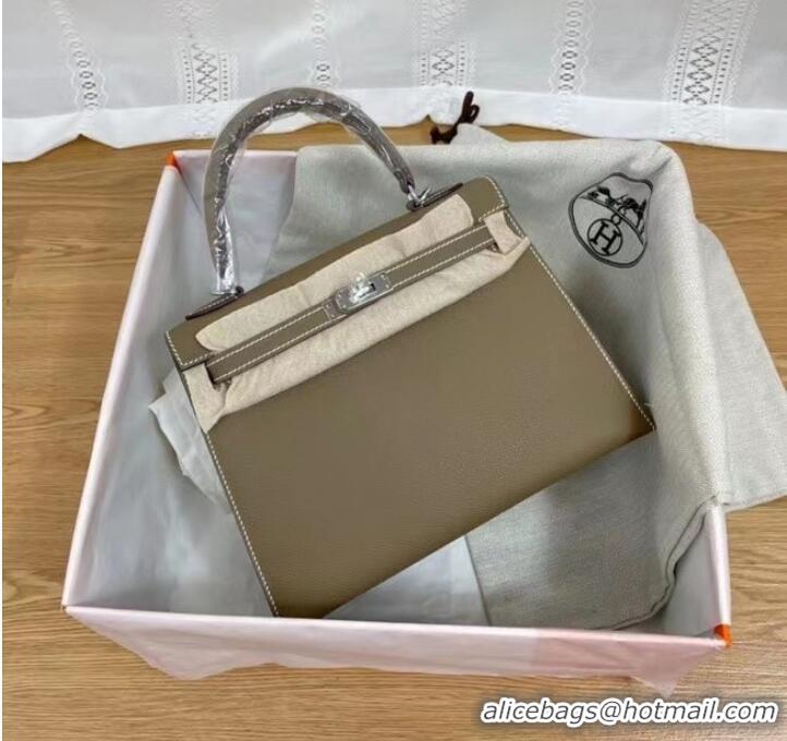 Promotional Hermes Kelly 25cm Shoulder Bags Epsom KL2755 Elephant Grey&silver-Tone Metal