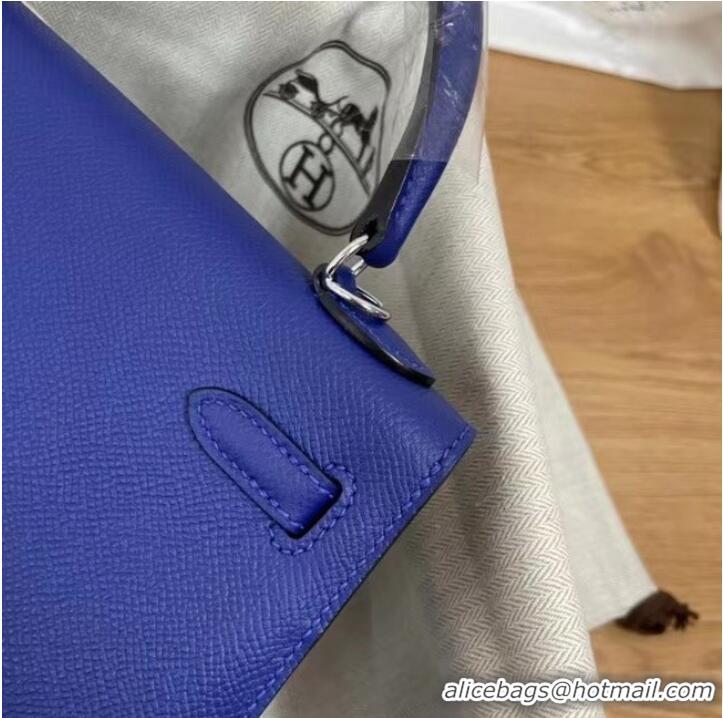 Good Quality Hermes Kelly 25cm Shoulder Bags Epsom KL2755 Electrooptic blue&silver-Tone Metal