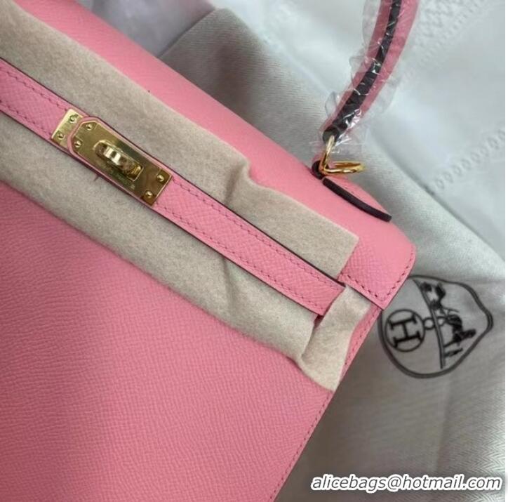 Grade Design Hermes Kelly 25cm Shoulder Bags Epsom KL2755 pink&gold-Tone Metal